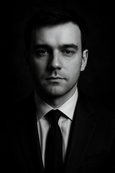 Dramatic B&W Portrait example